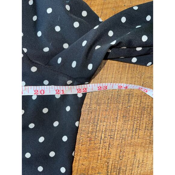 Womens Kut From The Kloth Black‎ White Polka Dot Long Sleeve Blouse Pockets M - Picture 9 of 10